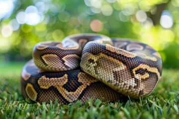 Obraz premium Ball python snake reptile close up