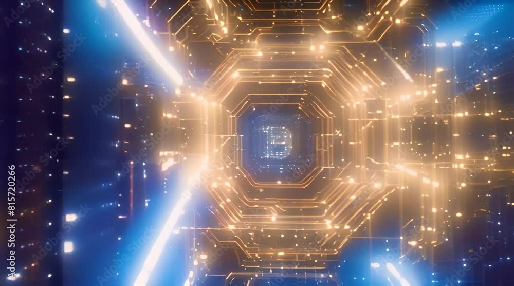 Aufkleber unveiling the enigma: a luminous cube at the heart of a cosmic tapestry