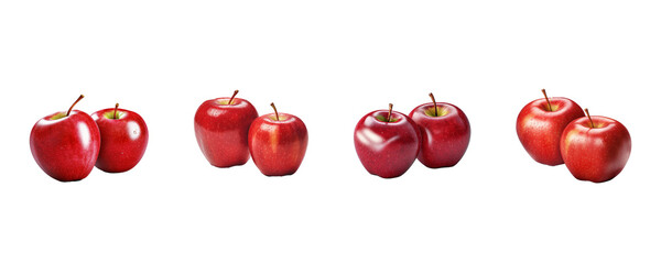 Set of ripe red apple half fruit isolated on white or transparent background