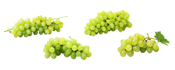 Set of fresh grapes on transparent background