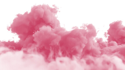 A realistic and vibrant pink smoke cloud against a transparent background, ideal for layering and graphic design