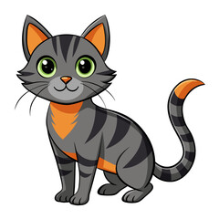 A Felidae carnivore with green eyes on a white background, small to mediumsized