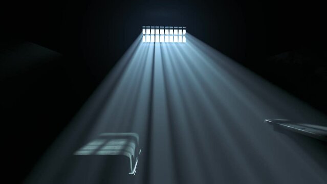 Dark Old Cell Interior With Barred Up Window Sun Rays Coming Through The Foganimation Of A Completely Empty Prison Cell Interior In A Fog The Sunlight Coming Through A Barred Window Sun