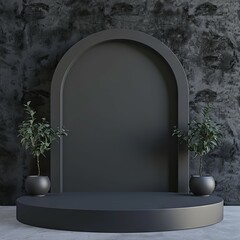 Abstract arched doorway in a minimalist setting