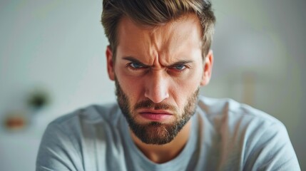 Angry man feeling unhappy