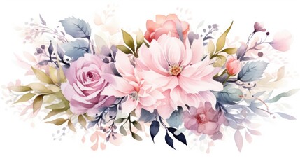 Elegant Watercolor Floral Arrangement with Pastel Tones