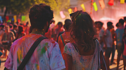 Obraz premium couple at the festival of colors