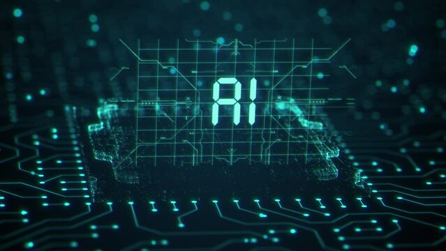 AI artificial intelligence and data mining. Chat deep learning. Computer chip technology. Futuristic cyber innovation automation and autonomous brain. Chat text generative AI. Neural network 3D