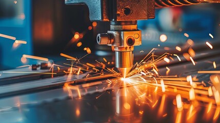 Precision laser cutting in industrial manufacturing process