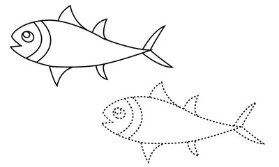 Salmon fish in continuous line art drawing style. Minimalist black linear sketch on white background. Vector illustration
