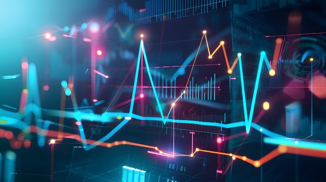 Business graph with futuristic design elements