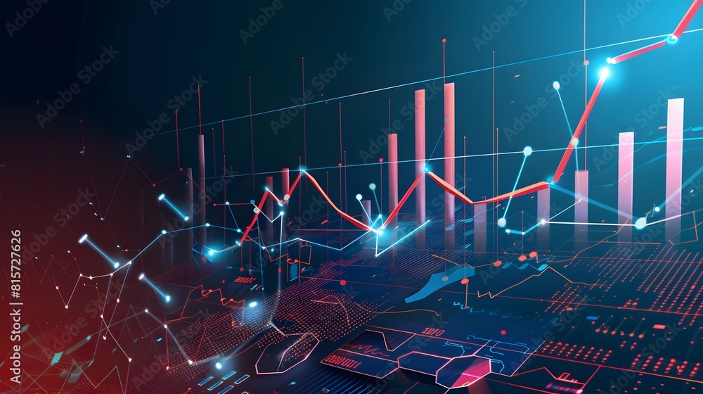 Poster business graph with futuristic design elements
