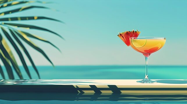 Captivating Tropical Cocktail Showcase in Vibrant Turquoise Serenity
