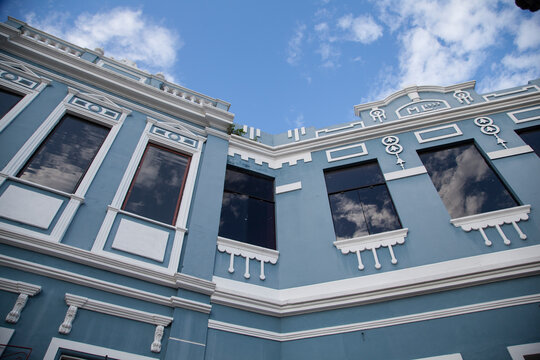 Detail of the facade of the Bataclan cabaret, immortalized in Jorge Amado's book, historic center in Ilh&eacute;us
