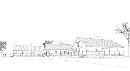 townhouse architectural sketch 3d illustration	
