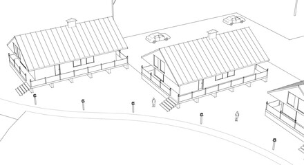 townhouse architectural sketch 3d illustration	
