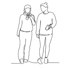 girlfriend girlfriend on walks drink coffee