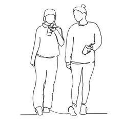 girlfriend girlfriend on walks drink coffee