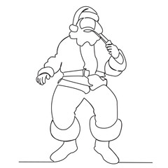 one line, one, continuous, holiday, vector, illustration, christmas, santa, cartoon, merry, hat, celebration, winter, design, greeting, claus, new, xmas, year, character, decoration, element, card, ic