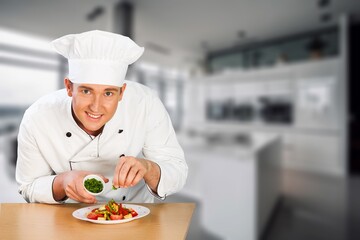 Shoot of chef prepare dish in the kitchen