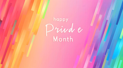 A minimalist rainbow gradient background with Happy Pride Month text in a clean, modern font