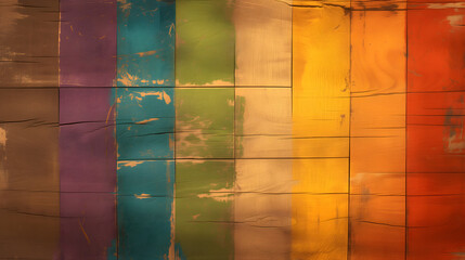 Aerial shot of a pride rainbow flag on a wooden table with a rough finish