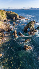 Obraz premium Aerial view of the Crohy Head Sea Arch, County Donegal - Ireland.