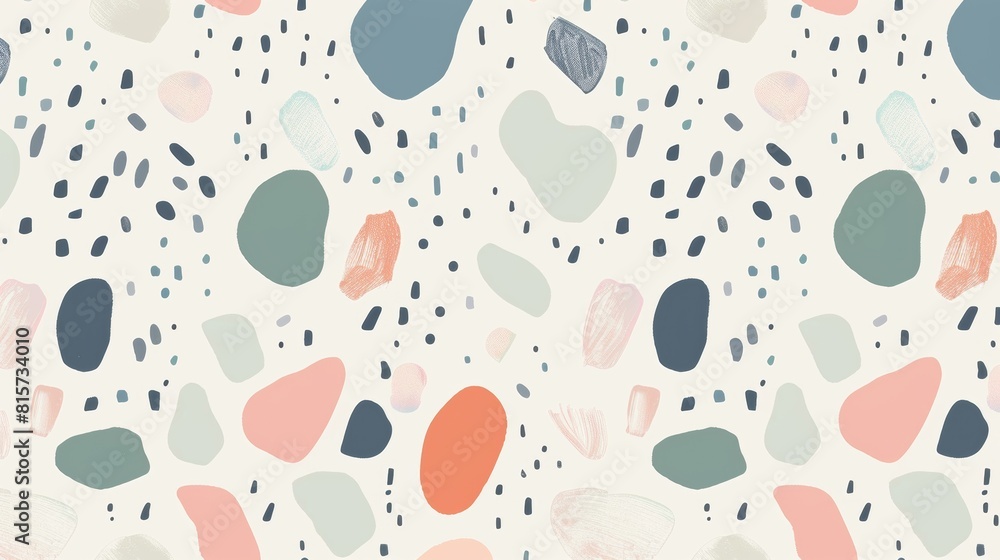 Poster colorful abstract shapes and dots pattern on light background