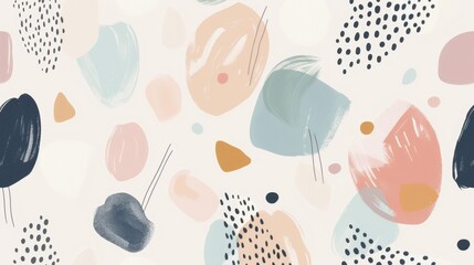  Abstract Pastel Shapes Artwork with Dots and Lines