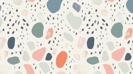 Colorful Abstract Shapes and Dots Pattern on Light Background