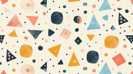 Vibrant Geometric Shapes and Circles on Cream Background