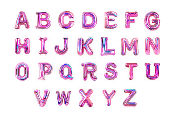 Realistic 3d inflatable alphabet made of plastic, foil balloon effect, isolated