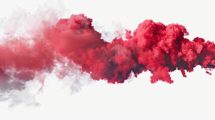 Dramatic Red Smoke Cloud Against White Background