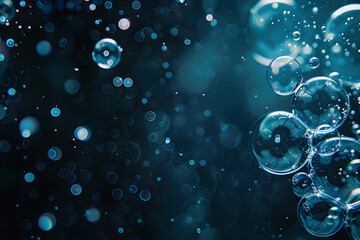 Blue and black bubbles on a dark background