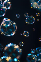 Blue and black bubbles on a dark background