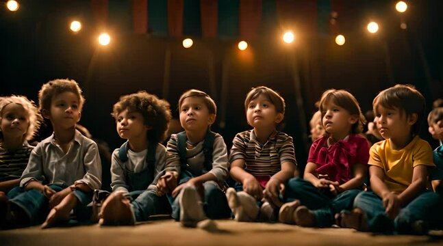 Kinder schauen sich gespannt ein Theaterst&uuml;ck an