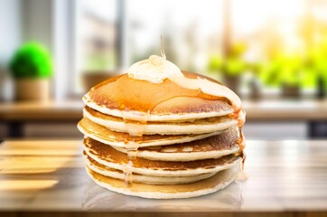 Tasty sweet fresh pancakes. Homemade tasty food.