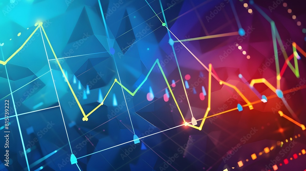 Poster digital abstract chart background with vibrant colors