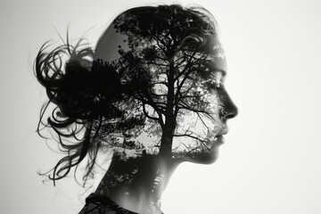 Silhouette of a woman with tree pattern