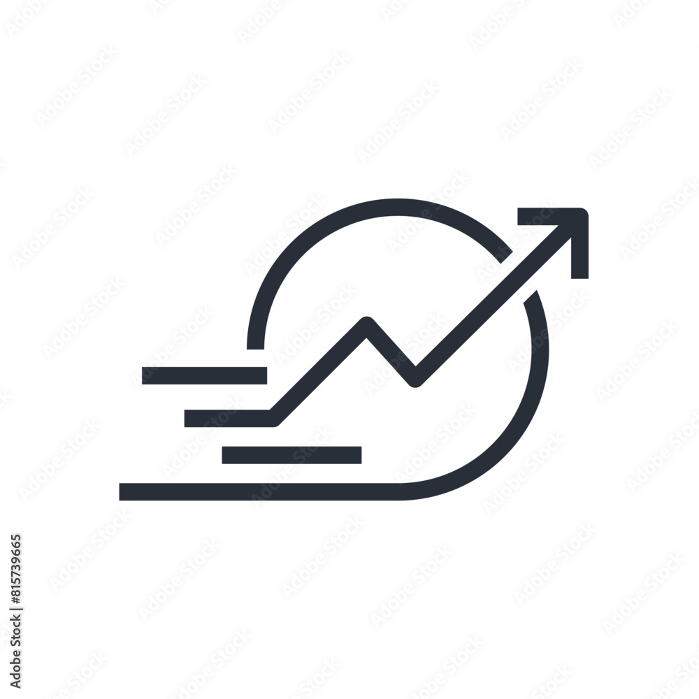 Poster fast improvement. trend. productivity is moving up.vector linear icon isolated on white background.