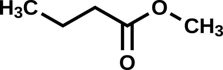 Methyl butyrate structural formula, vector illustration