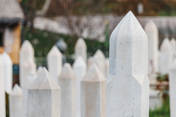 muslim tombstones in the graveyard near moaque