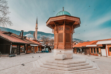 Against the backdrop of ancient architecture, Sebilj fountain embodies the essence of Islamic...