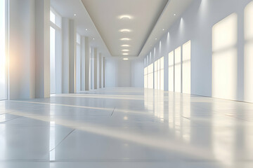 Light-Filled White Hallway