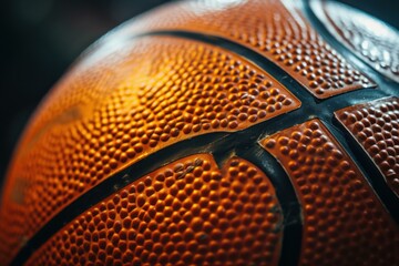 Patterned Basketball ball closeup. Game sport basket. Generate Ai