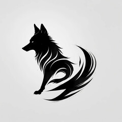 Black Wolf logo on a white background. Stylized art, wild animals