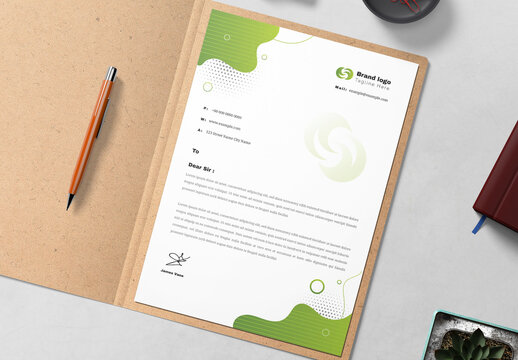 Letterhead Layout With Green Accents