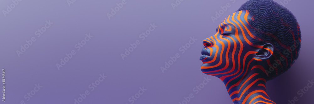 Poster abstract profile with digital wave pattern