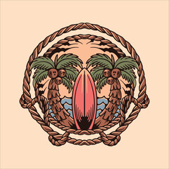 summer palm illustration vector design