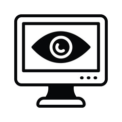 An eye inside the monitor screen showing concept icon of monitoring in trendy style